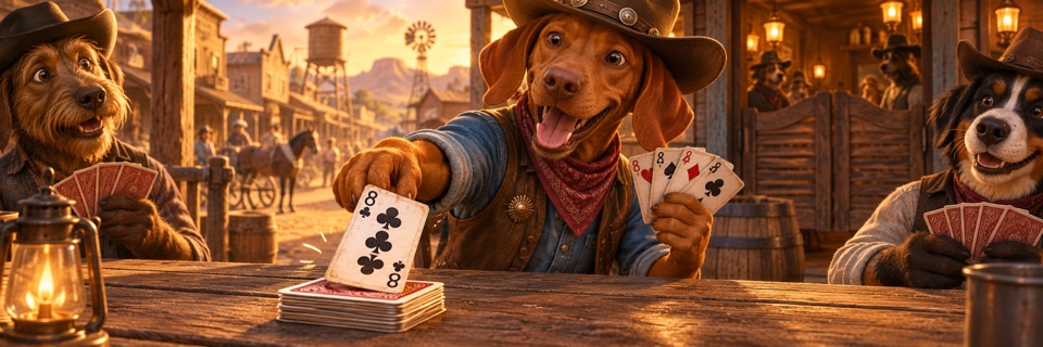 Western-themed mascot artwork for Crazy Eights